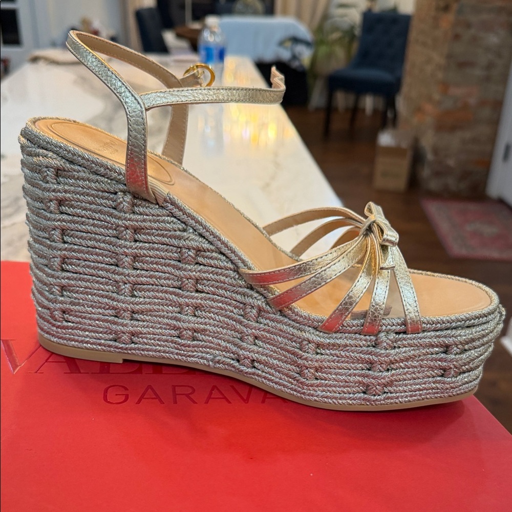 Valentino Garavani Metallic Woven Wedges